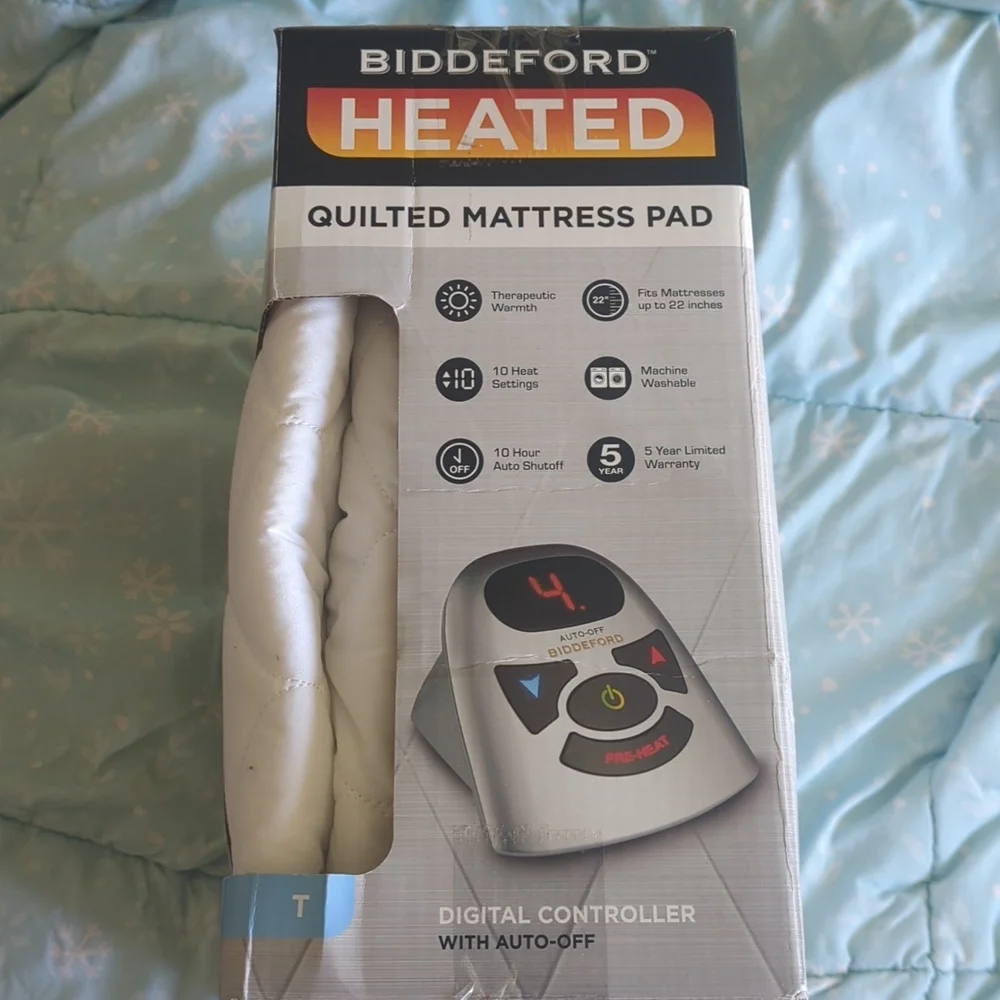 Heated Quilted Mattress Pad - White (Twin)